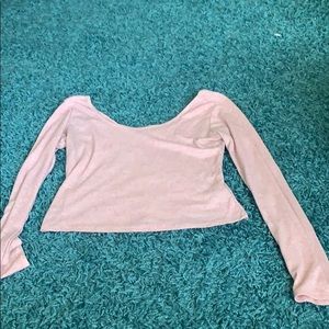 Pink long sleeve crop top